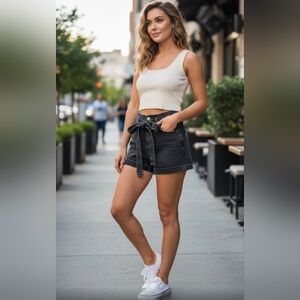 Abercrombie & Fitch High Waist Black Denim Shorts